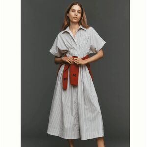 NWOT Anthropologie Esquise The Tobie Shirt Dress Black White Stripe Size XS